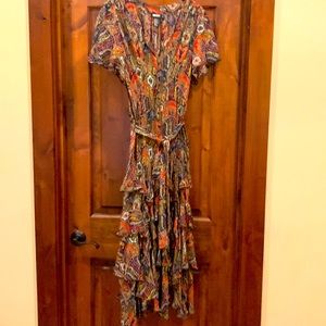 RARE vintage DKNY midi chiffon paisley print dress size 12